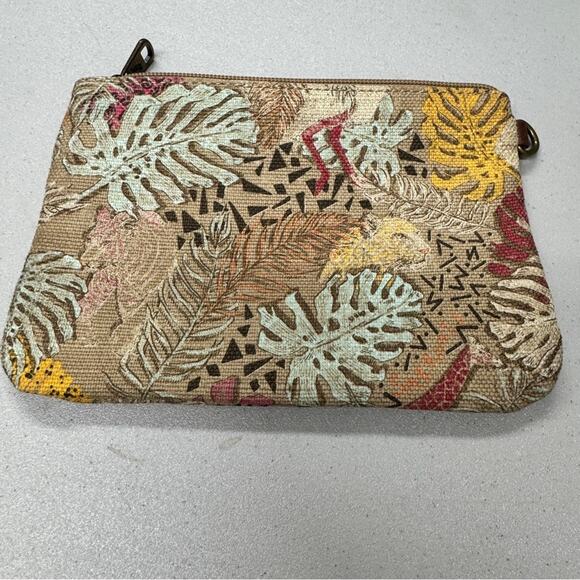 Sakroots Brown Yellow Leaf Print Wristlet Bag Wallet Womens - Picture 9 of 9